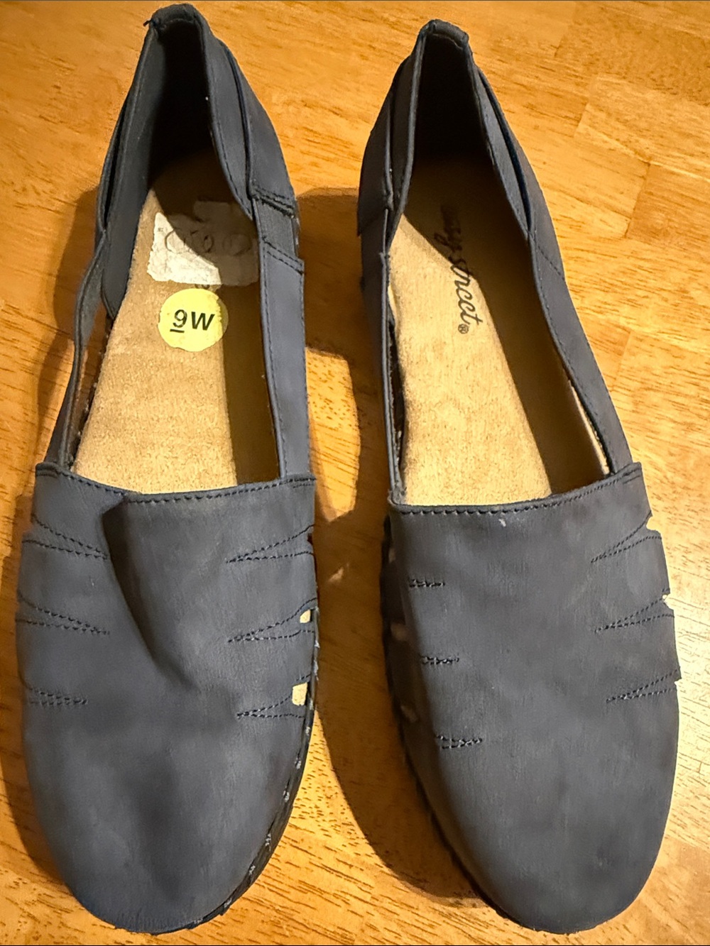 easy street Navy Blue Slip-On Loafers with Stitch Detail